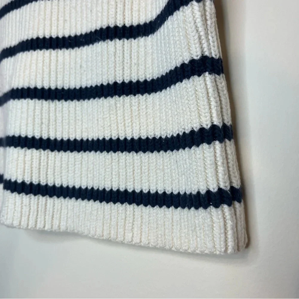 ZARA Ribbed Knit Cozy Cream Striped Cropped Sweater Vest